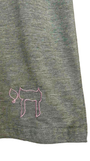 Grey Life T-shirt embroidered pink