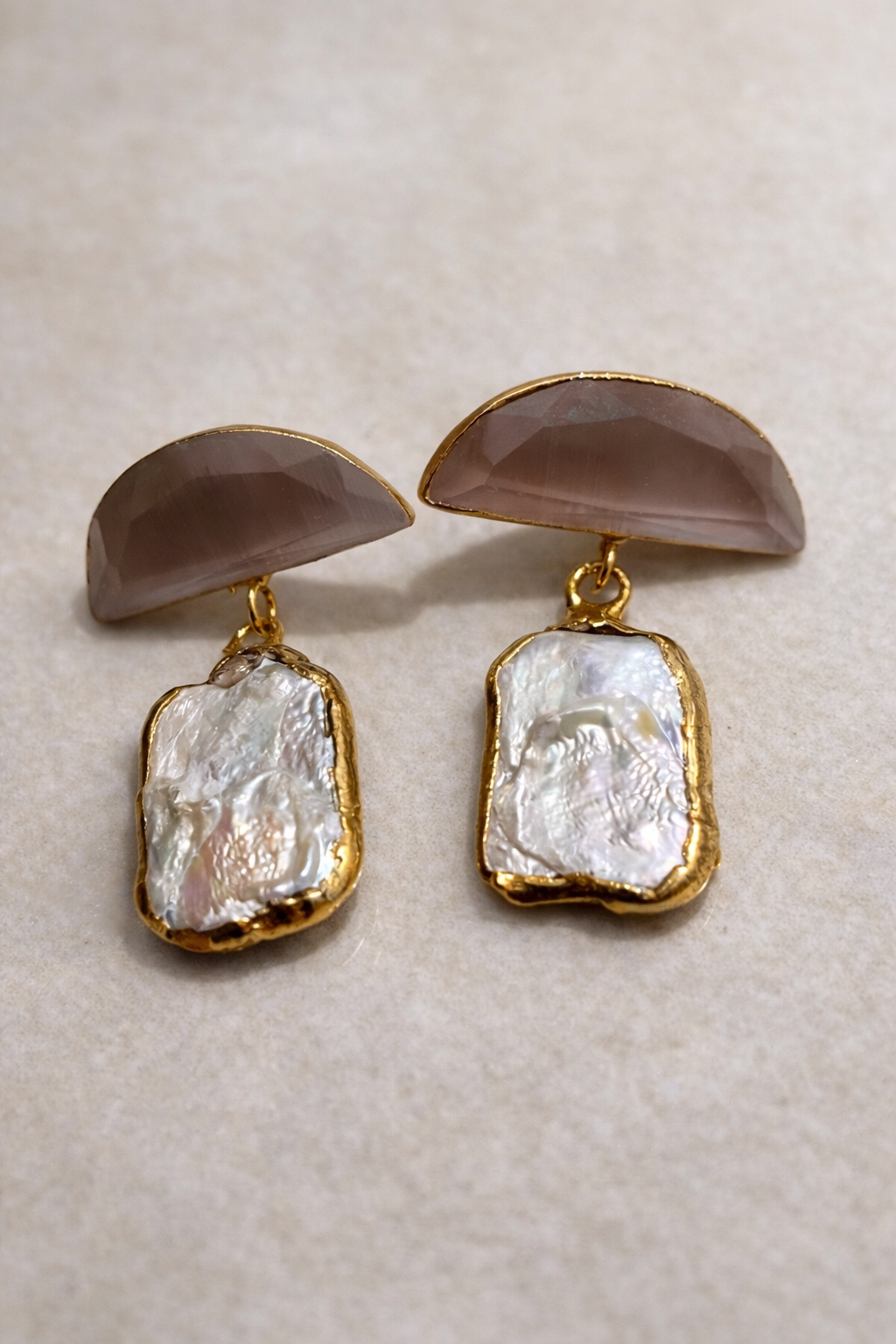 Stone&pearl earrings