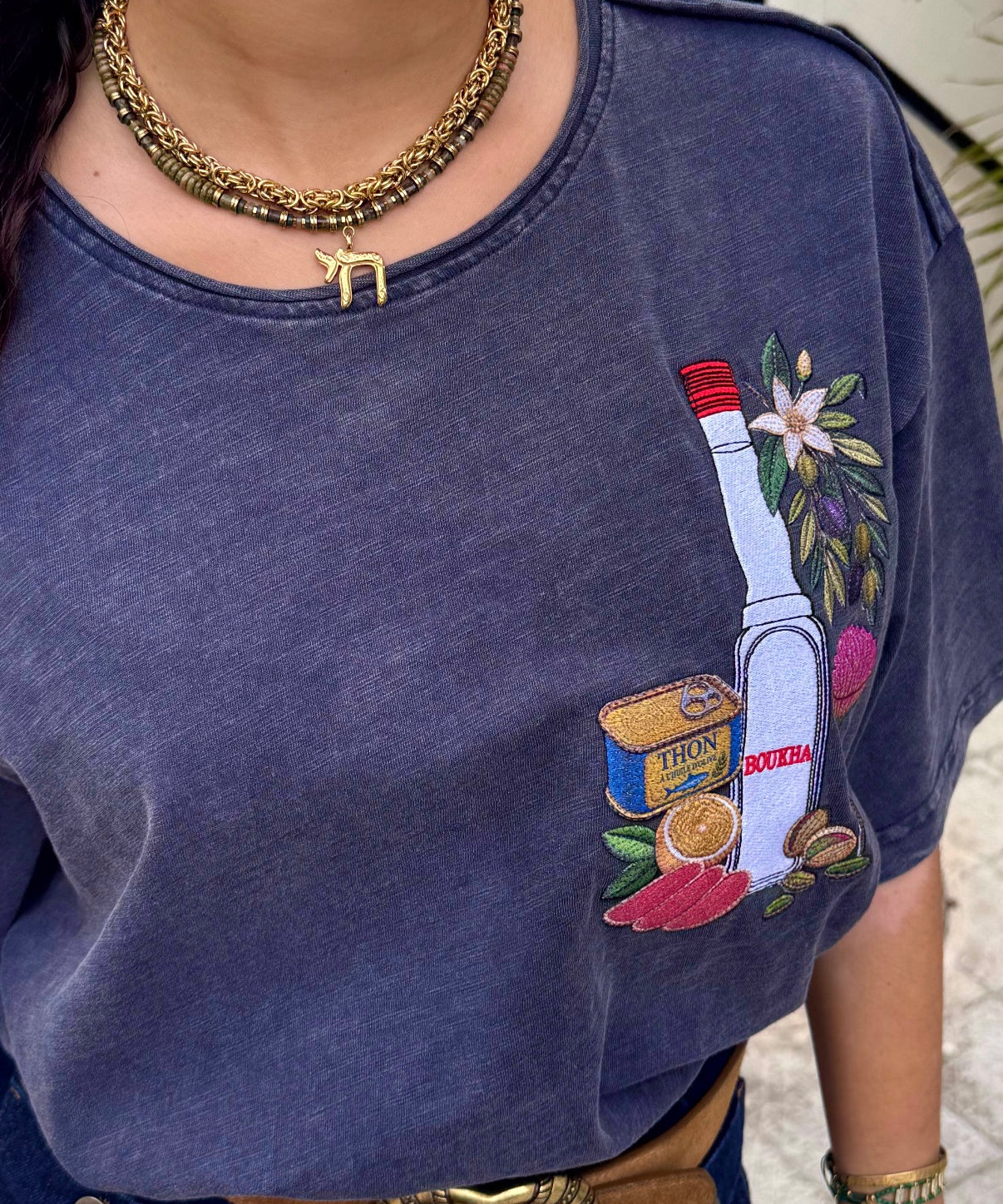EUFxBYSHALEVET Tunisian Kit Embroidered T-Shirt - Raw neck