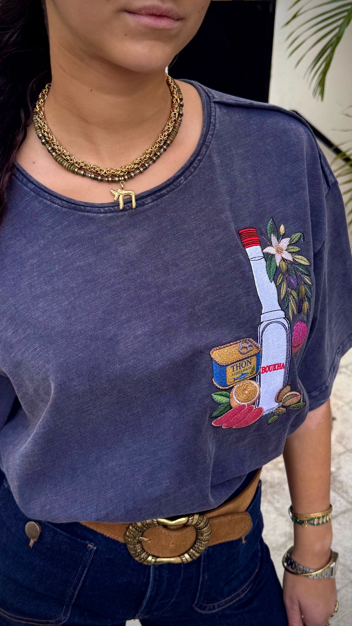 EUFxBYSHALEVET Tunisian Kit Embroidered T-Shirt - Raw neck