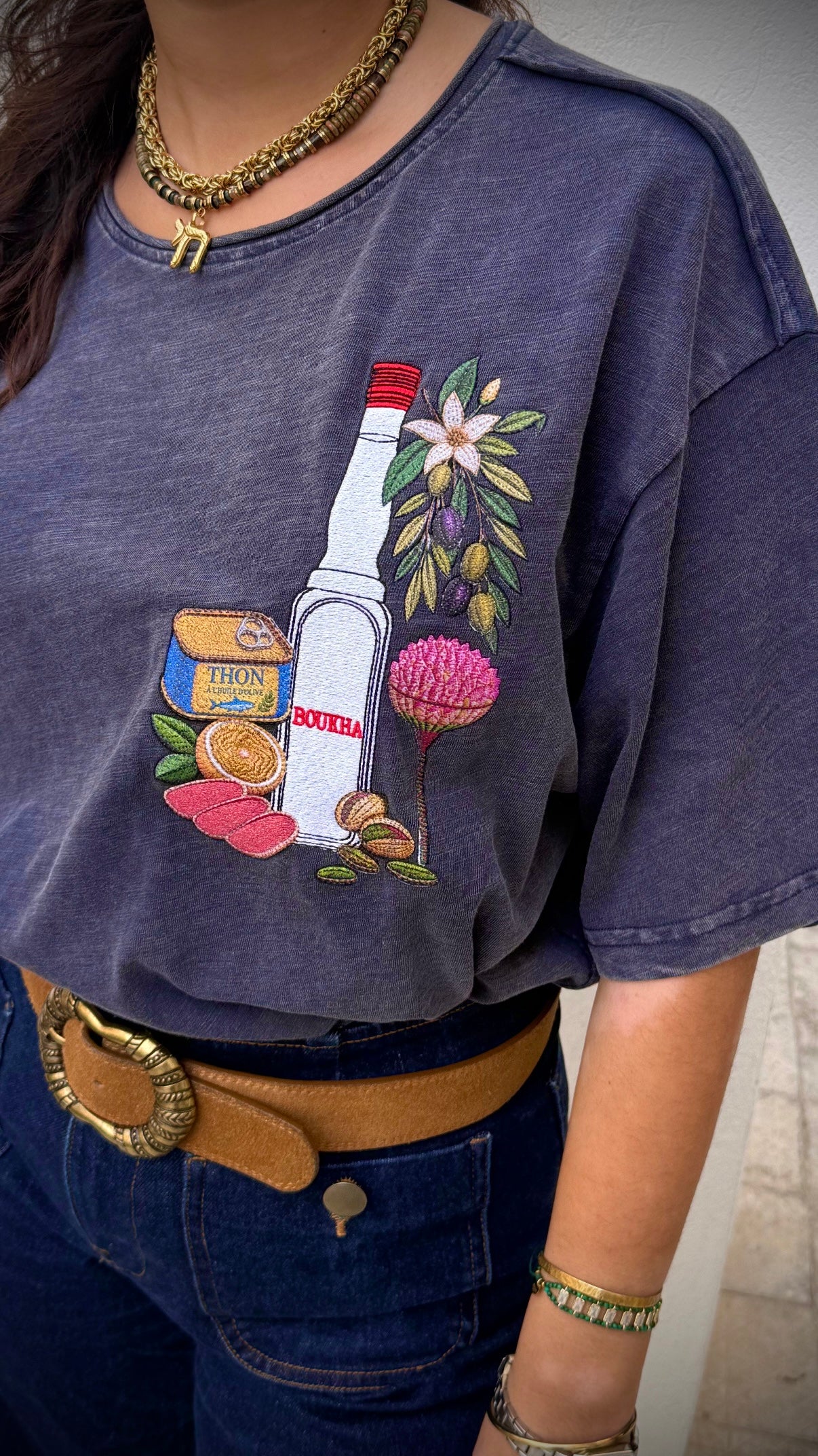 EUFxBYSHALEVET Tunisian Kit Embroidered T-Shirt - Raw neck