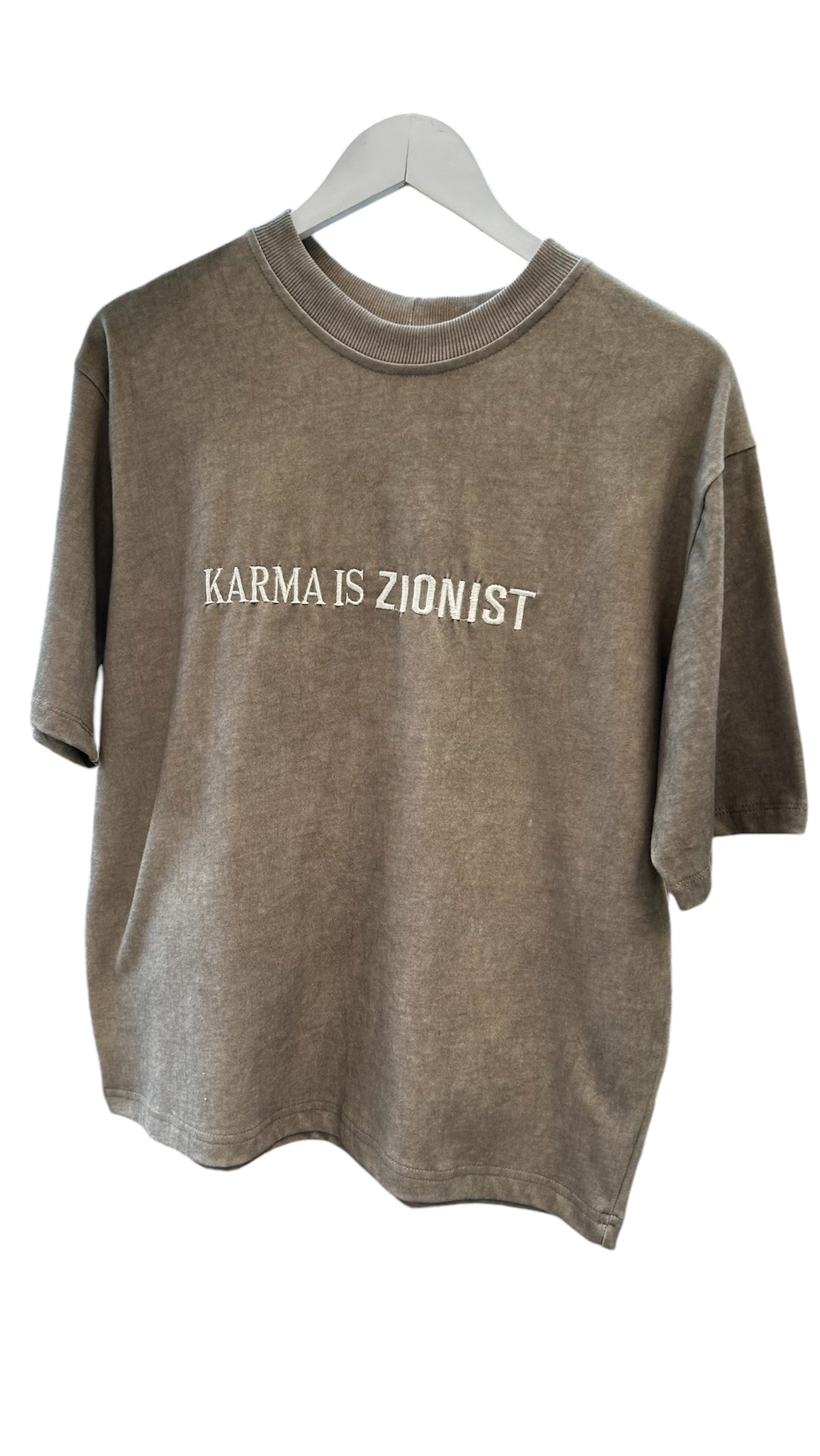 Karma is Zionist stonewash T-shirt