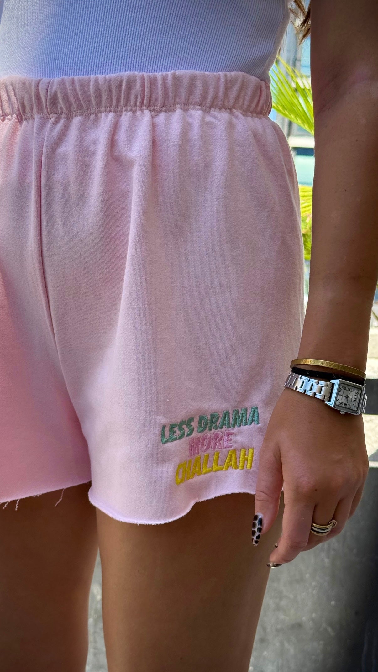 Pink Less Drama More Challah Shorts