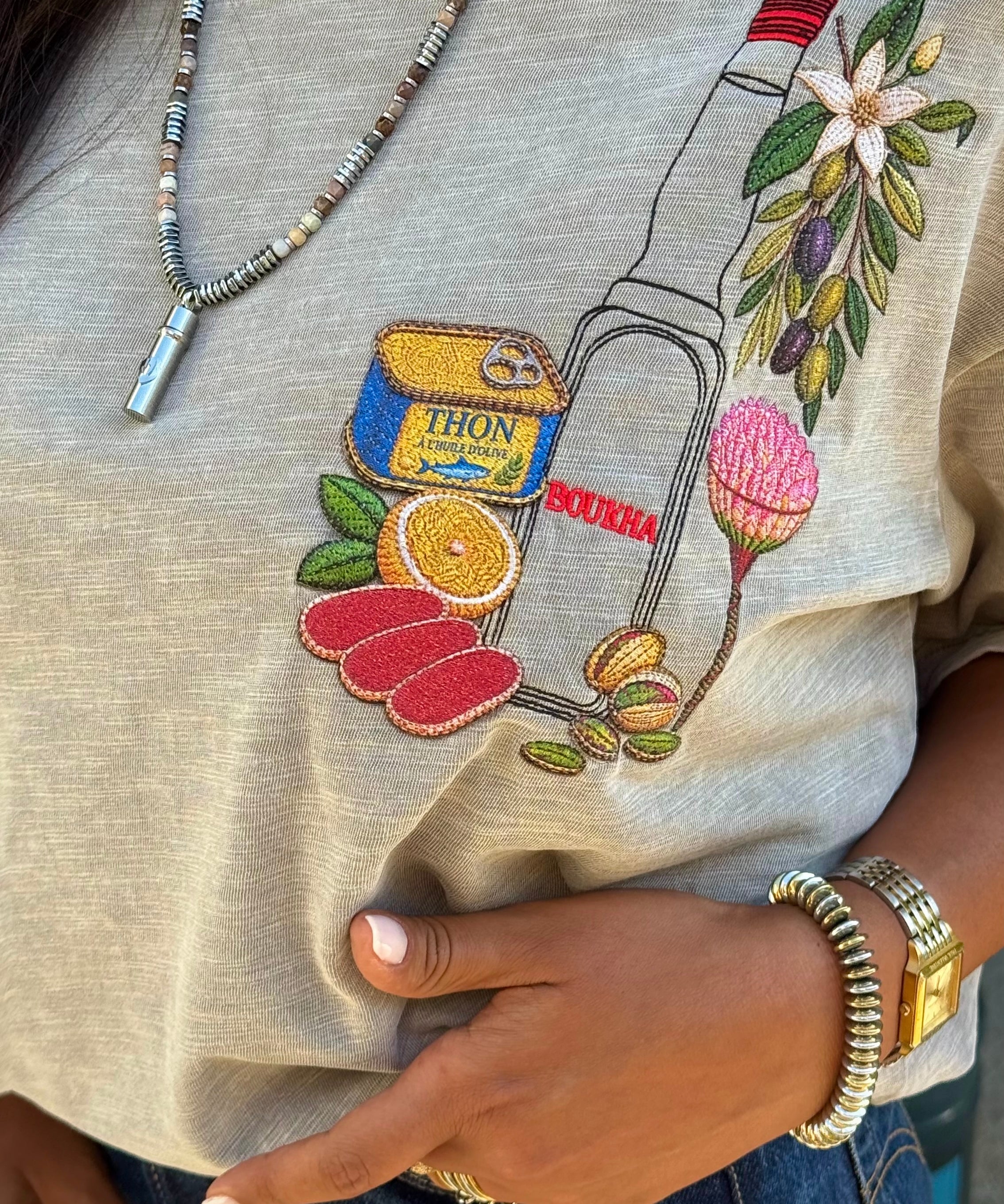 EUFxBYSHALEVET Tunisian Kit Embroidered T-Shirt - Raw neck