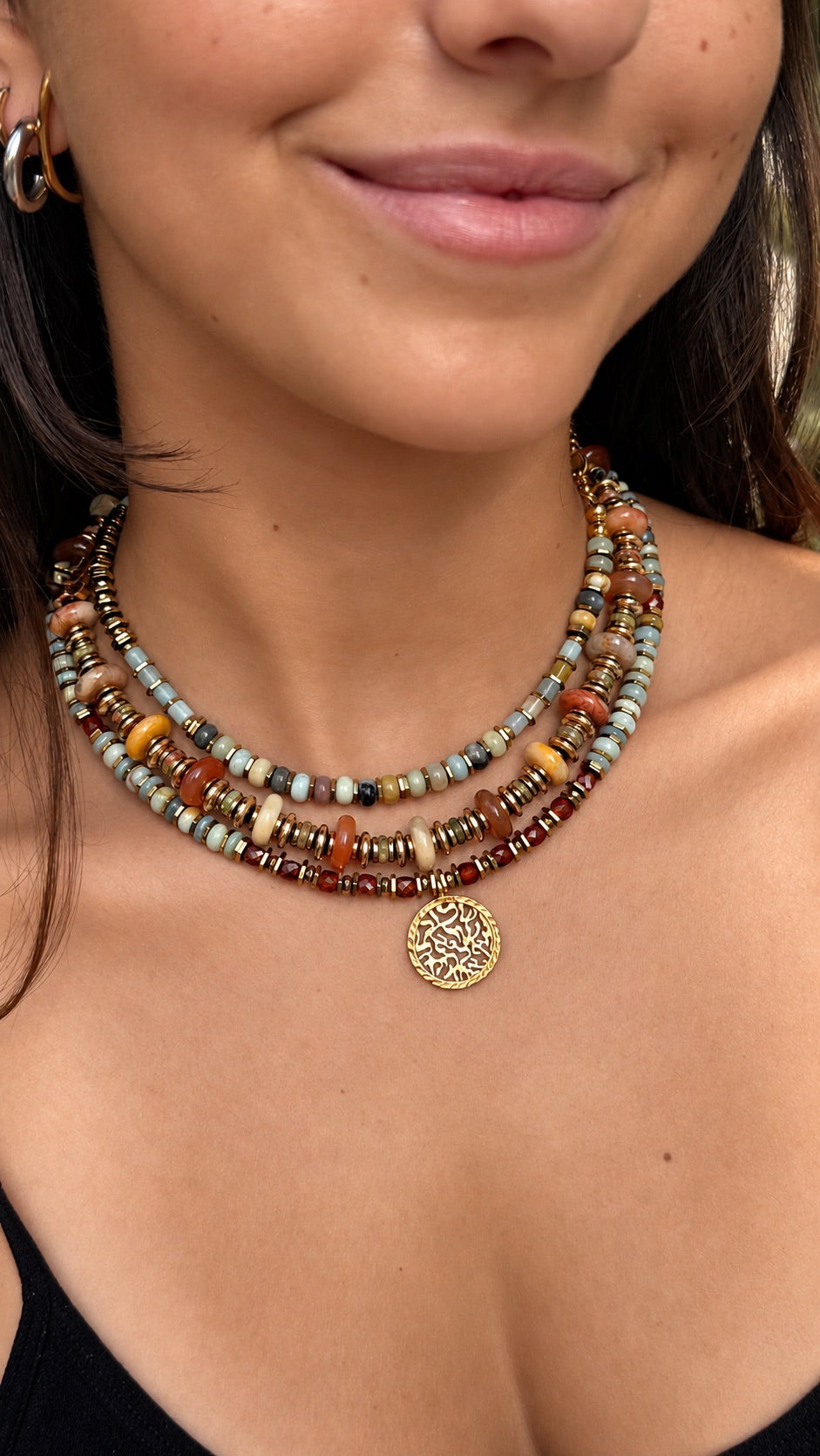 Multicolor Beaded Layered Necklace Set