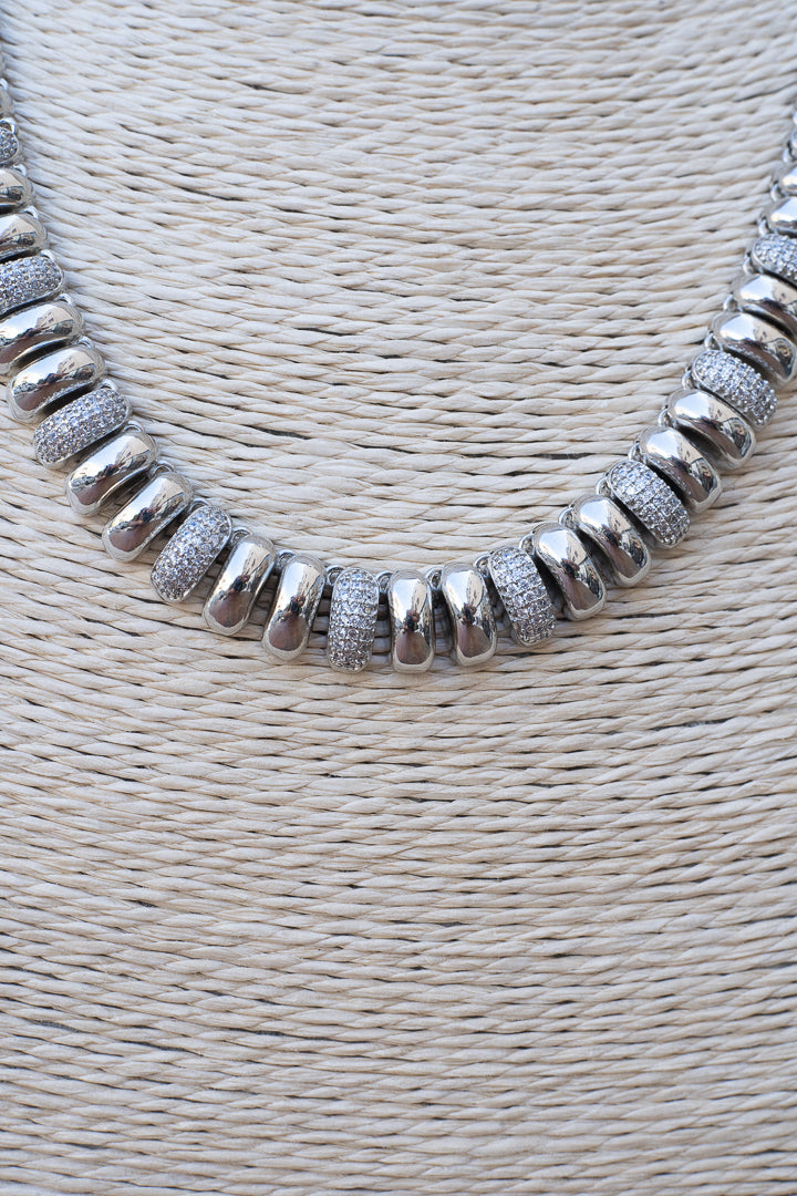 Silver-tone metal chain and shiny