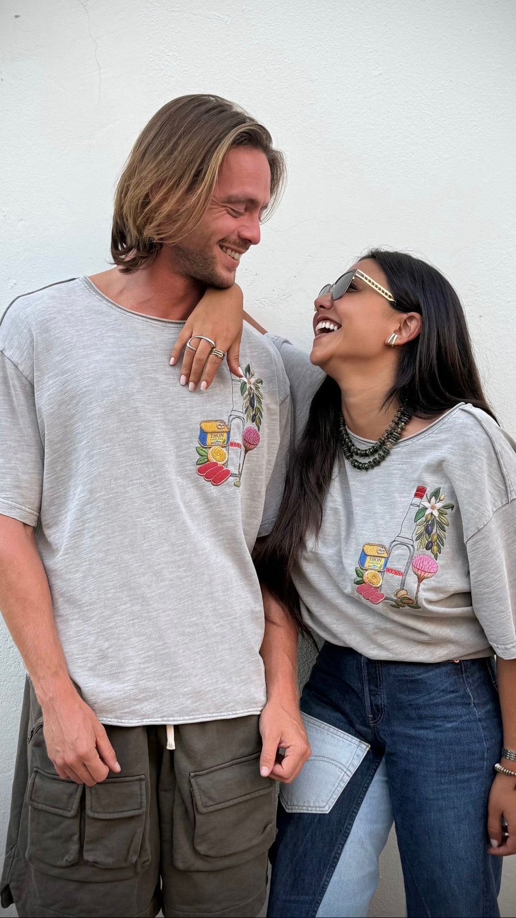 EUFxBYSHALEVET Tunisian Kit Embroidered T-Shirt -Washed Grey