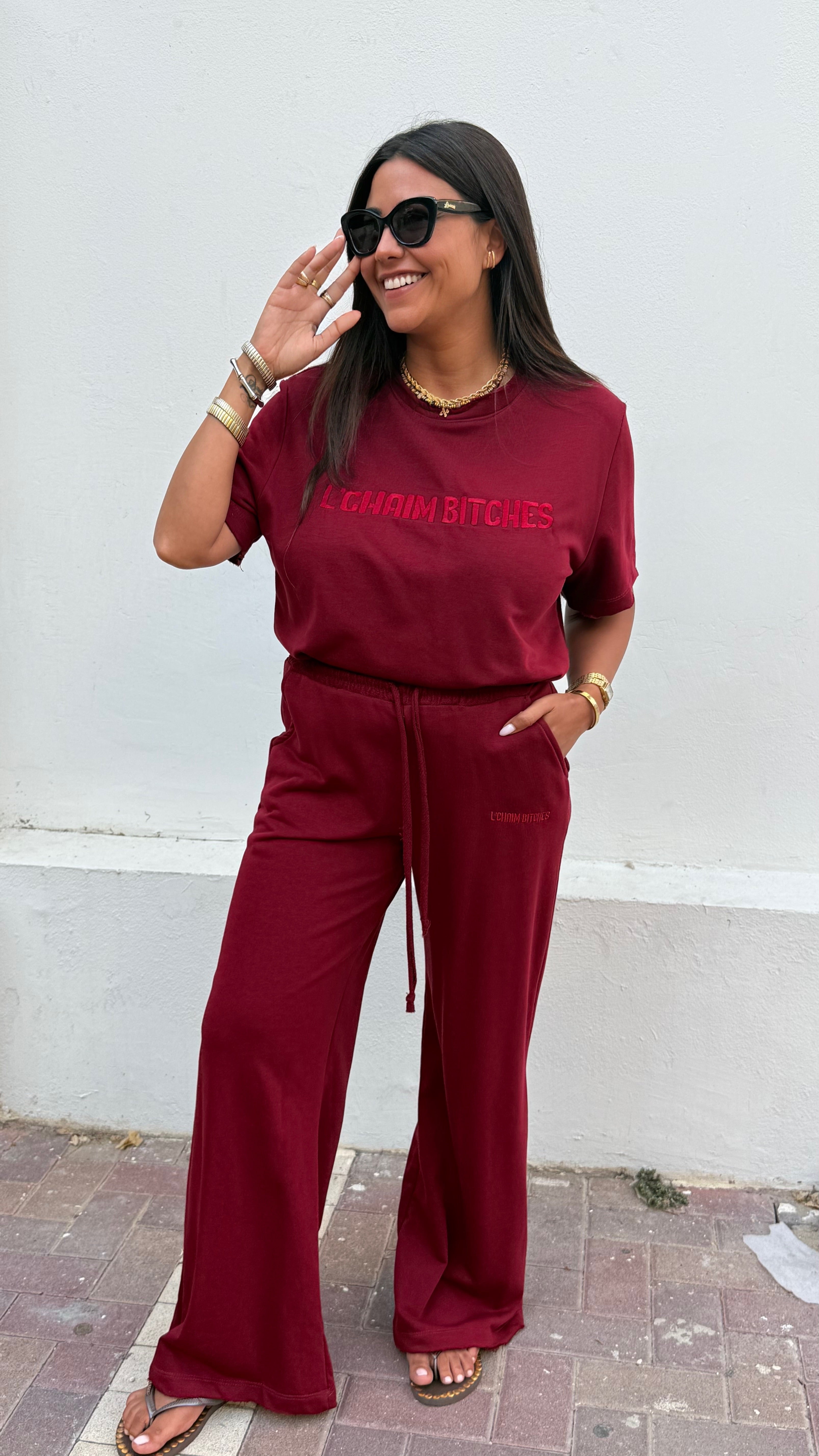 L'haim bitches burgundy jogger