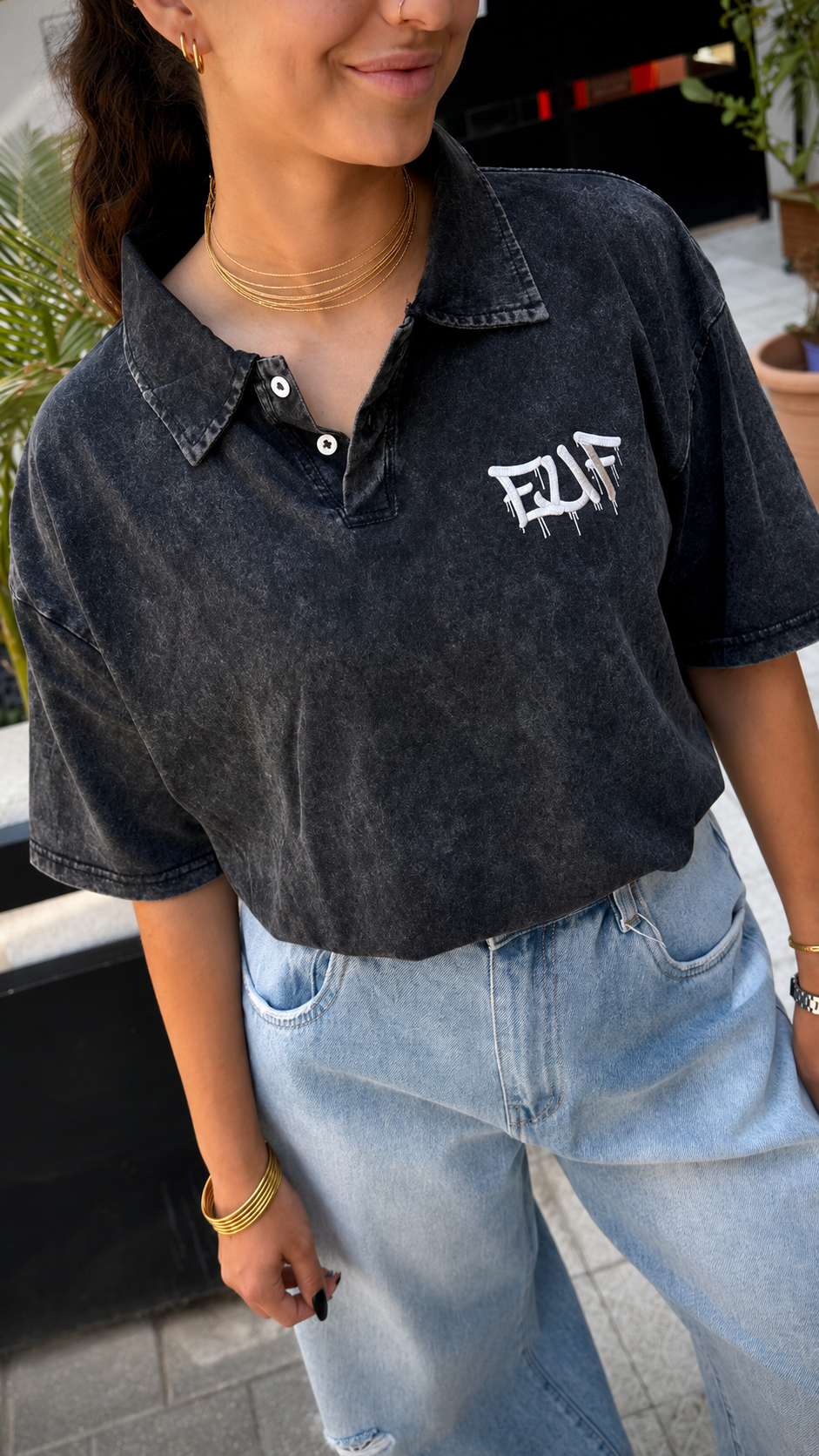 EUF x BYSHALEVET Polo acid wash