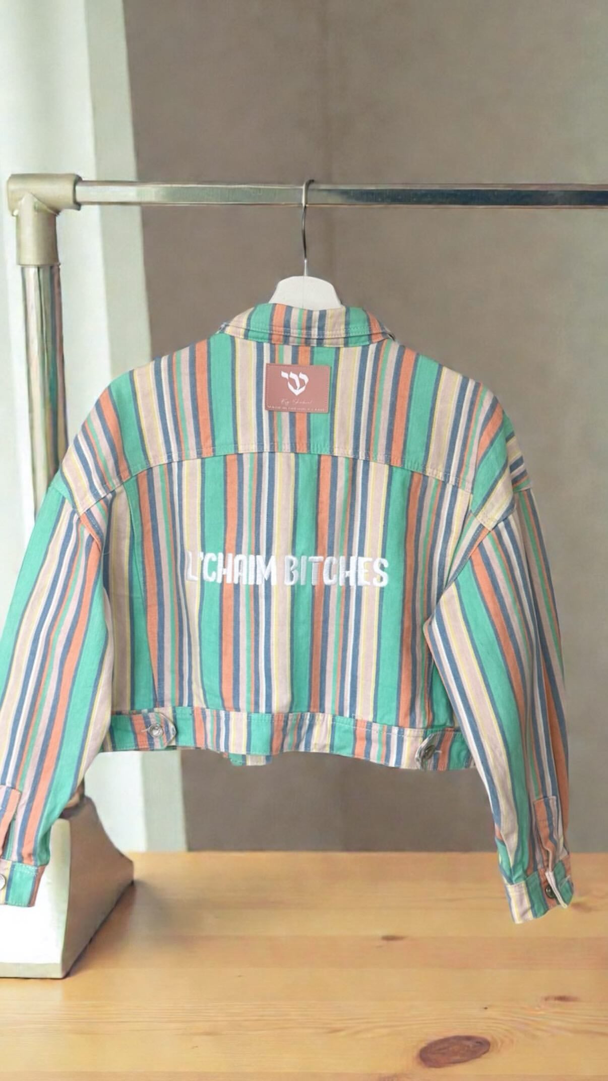 L'chaim bitches striped jacket