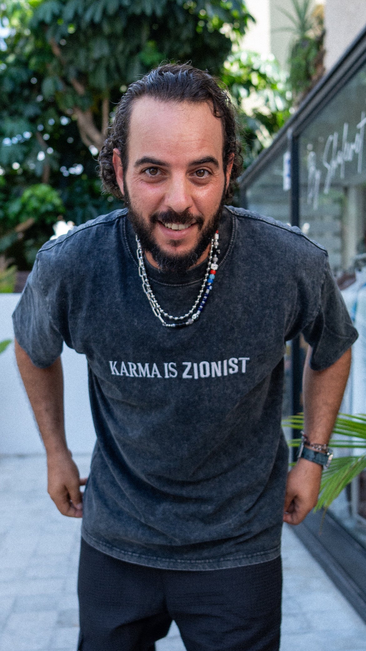 Karma is Zionist stonewash T-shirt