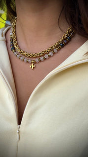 Hebrew Letter & Chain Necklace Set