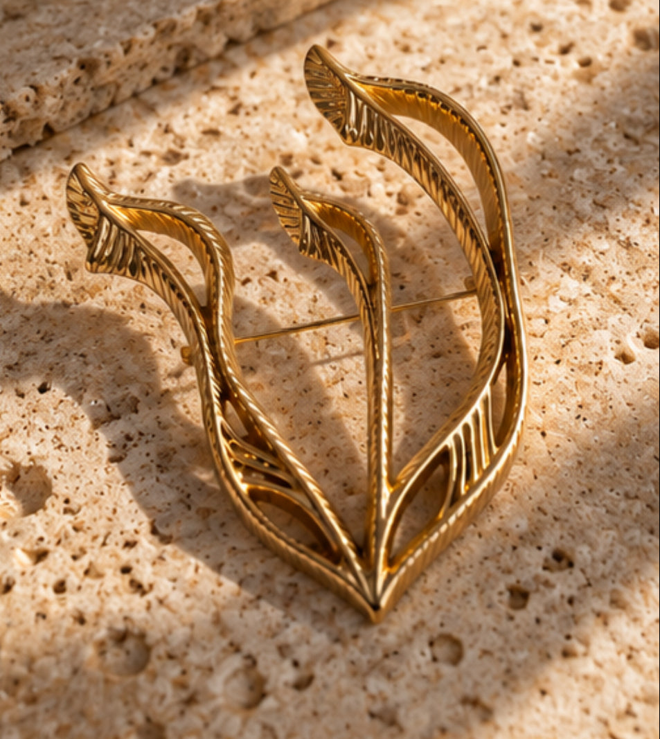 Gold Shin Brooch