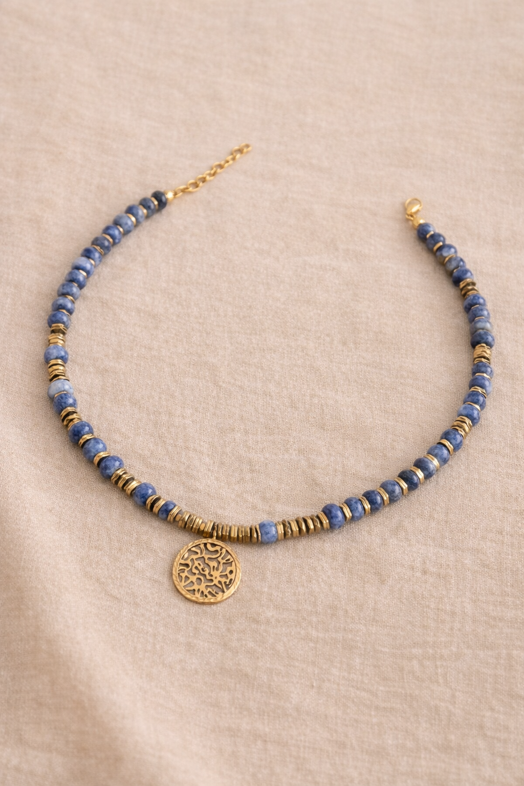 Jewish symbols blue necklaces set