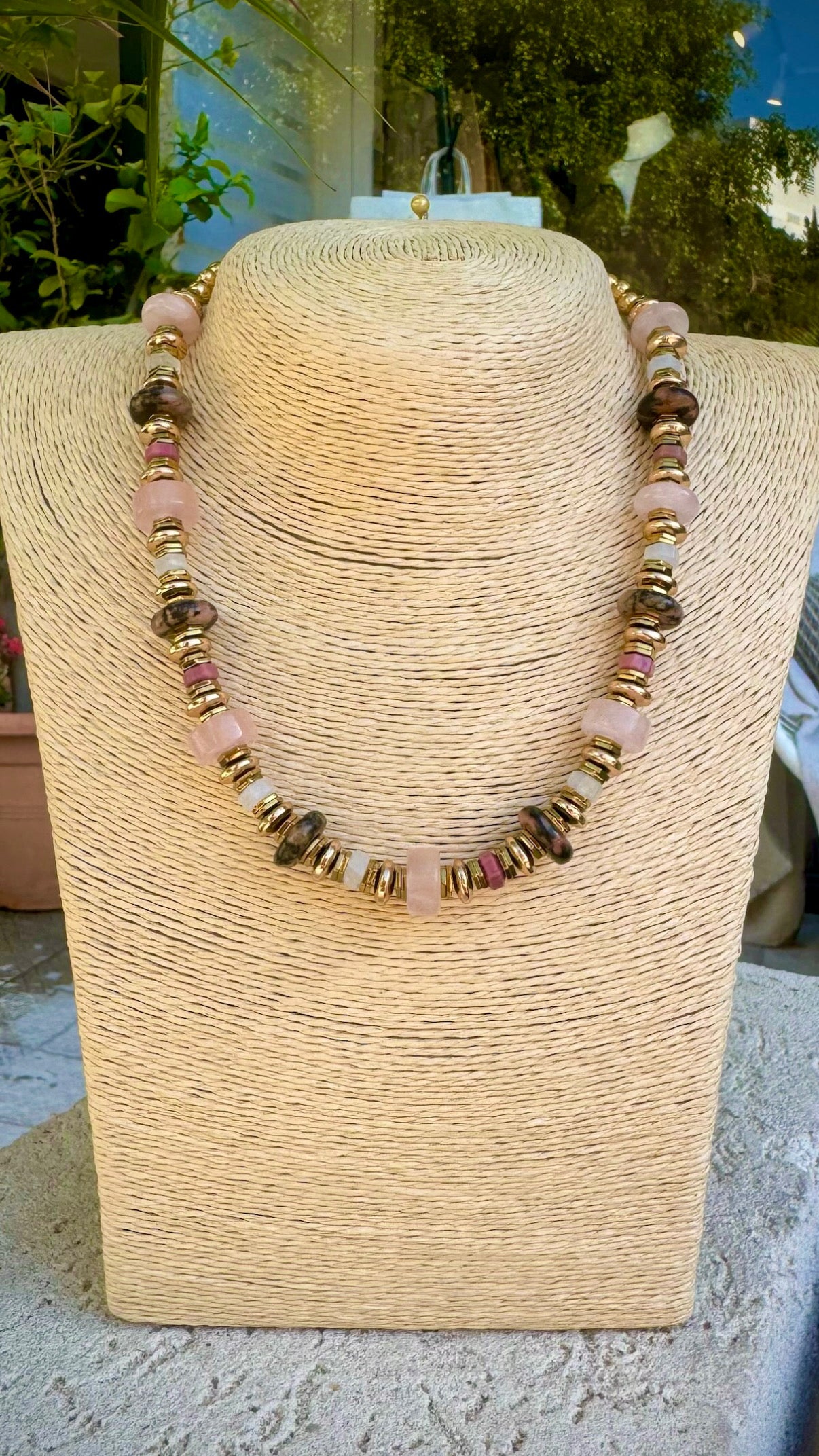 Rose Quartz & Rhodonite Necklace