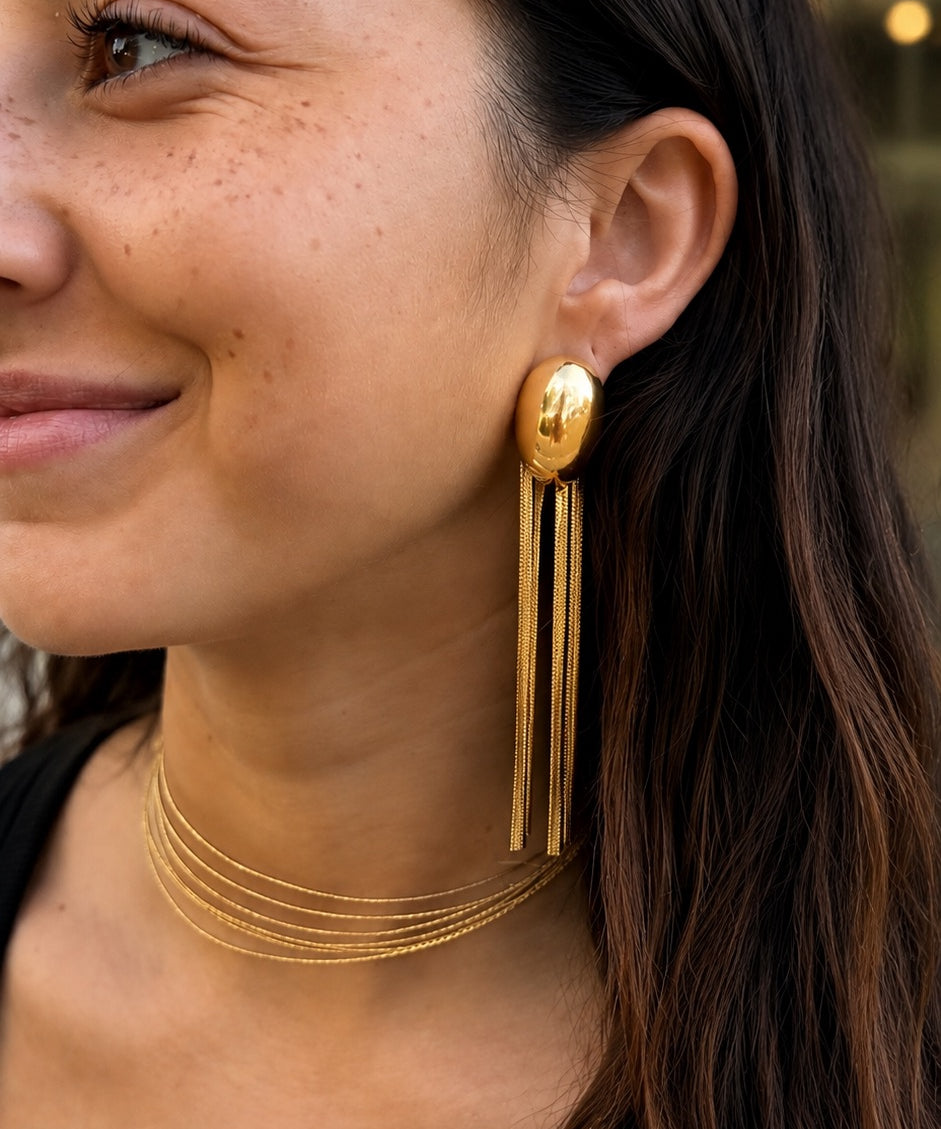 Silver Chain Tassel Earrings