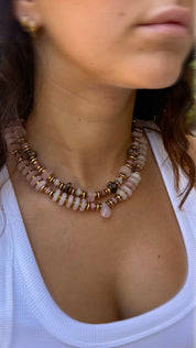 Rose Quartz & Rhodonite Necklace