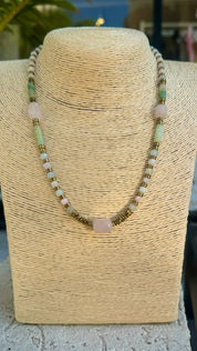 Rhodonite & Rose Quartz Shin Necklace