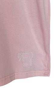 Light Pink life T-shirt embroidered white