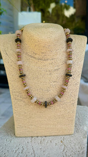 Rose Quartz & Tourmaline Layering Necklace Set