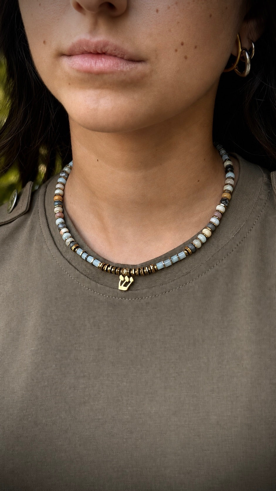 Blue Pearl Charm Necklace