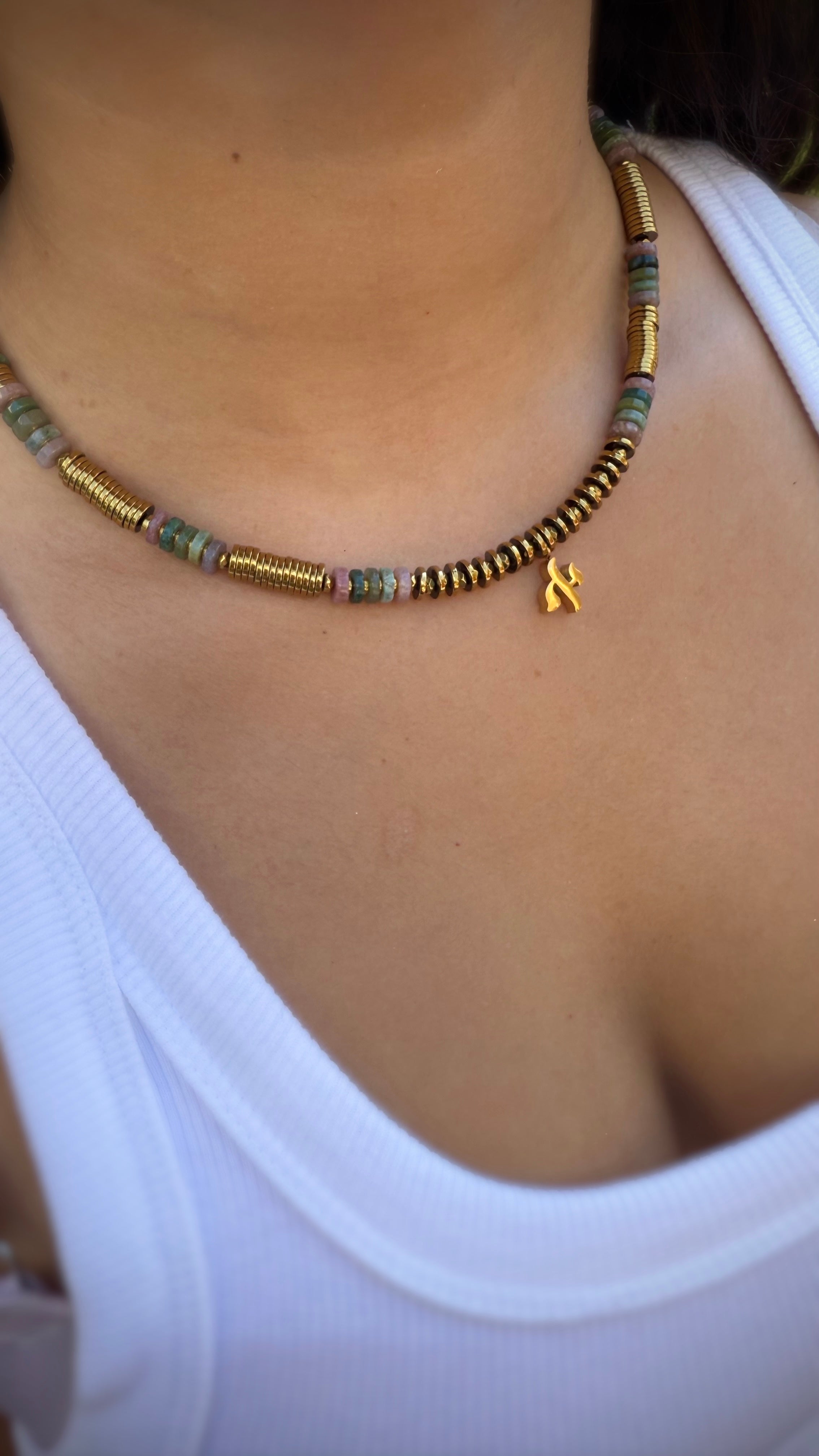 Natural Stone Aleph Necklace