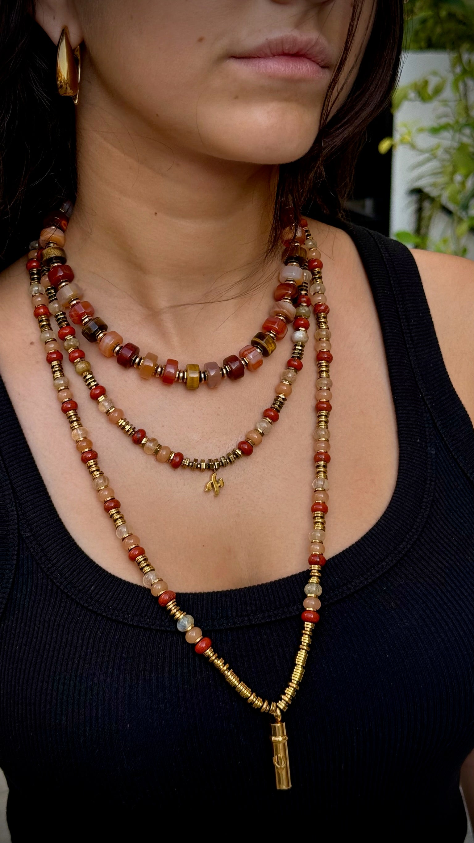 Warm-Tone Layered Necklace Set