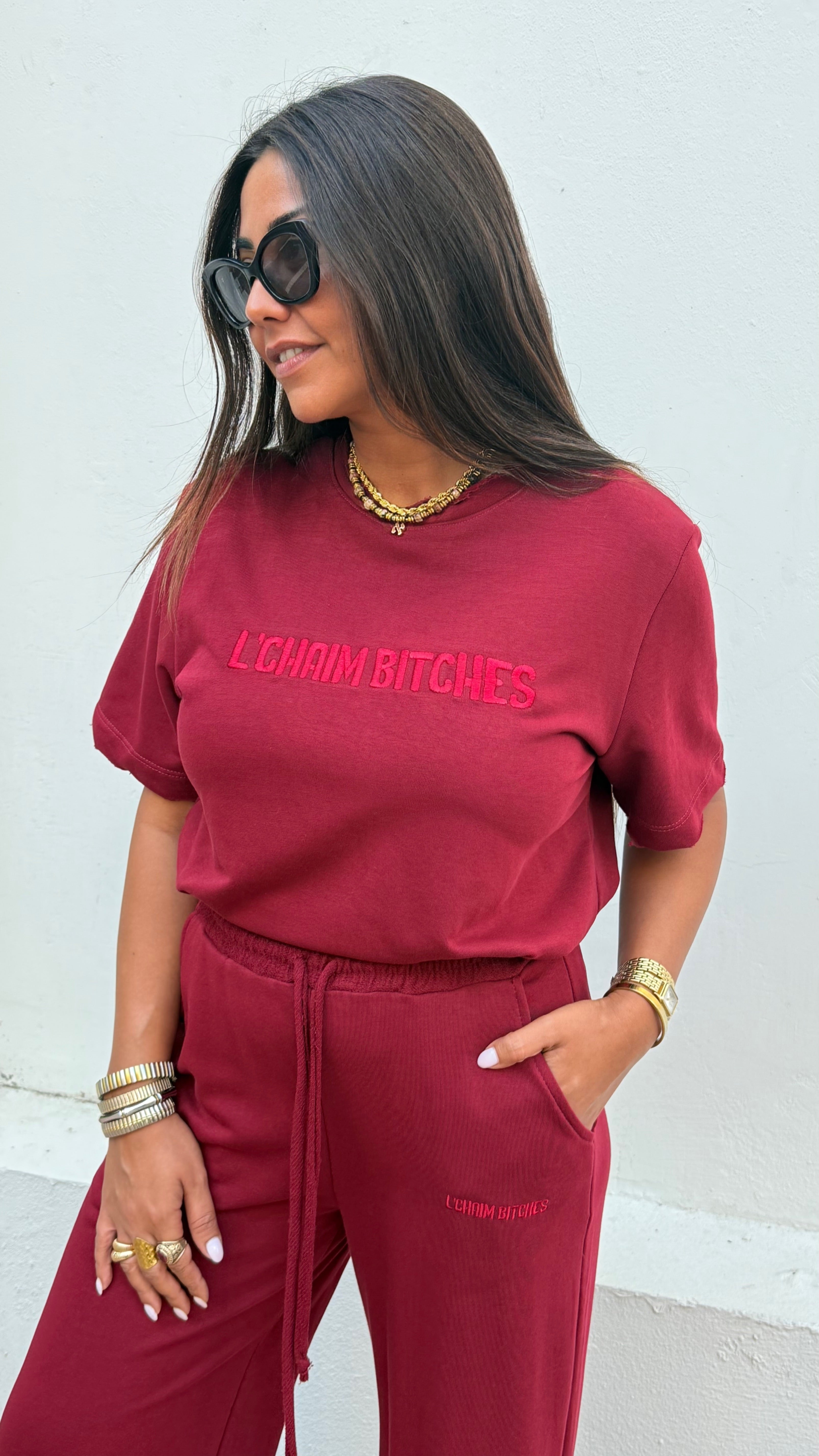 L'haim bitches burgundy jogger