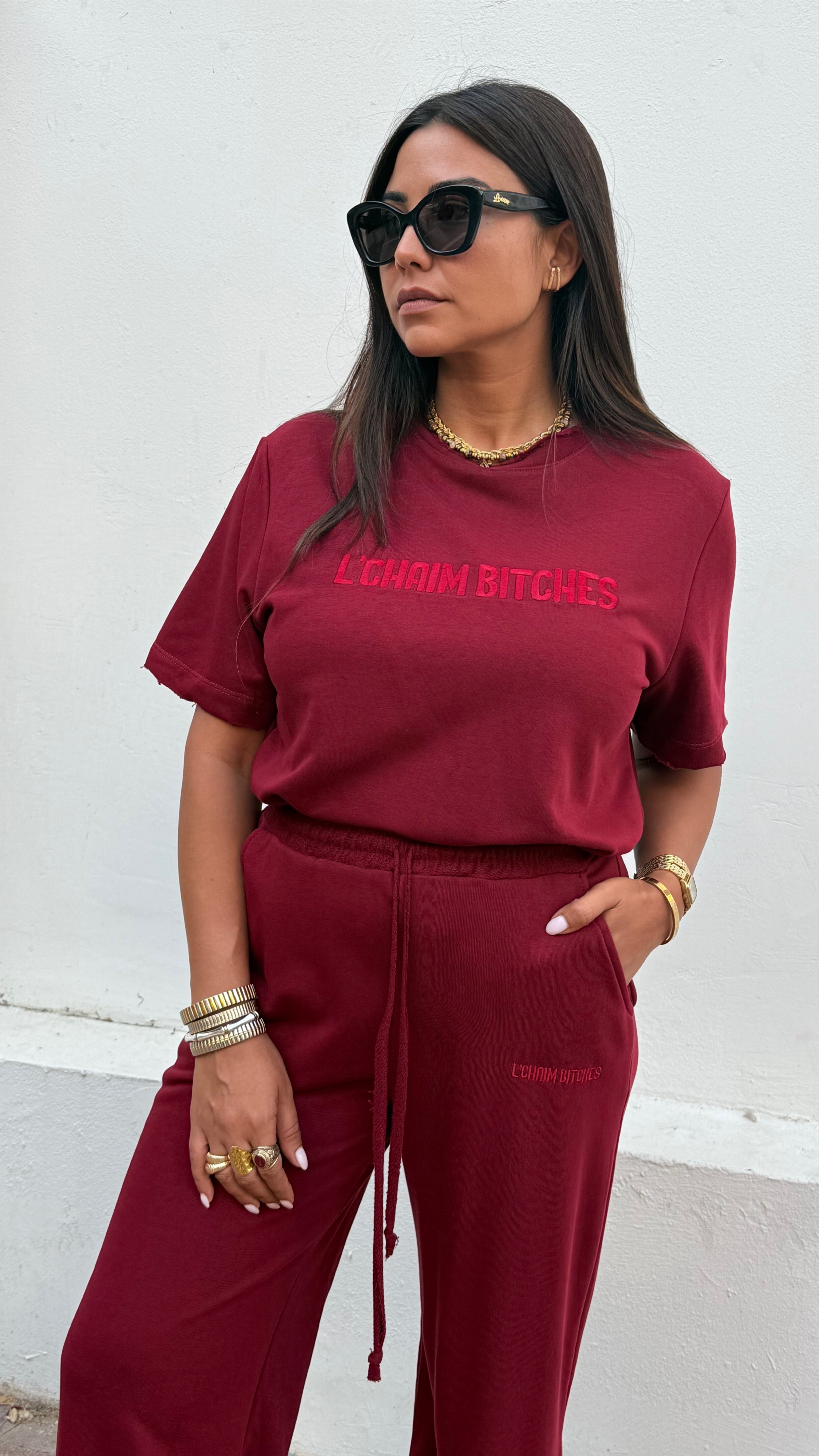L'haim bitches burgundy jogger