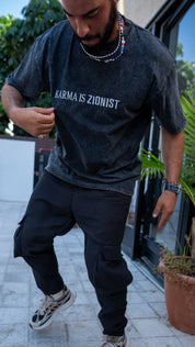 Karma is Zionist stonewash T-shirt