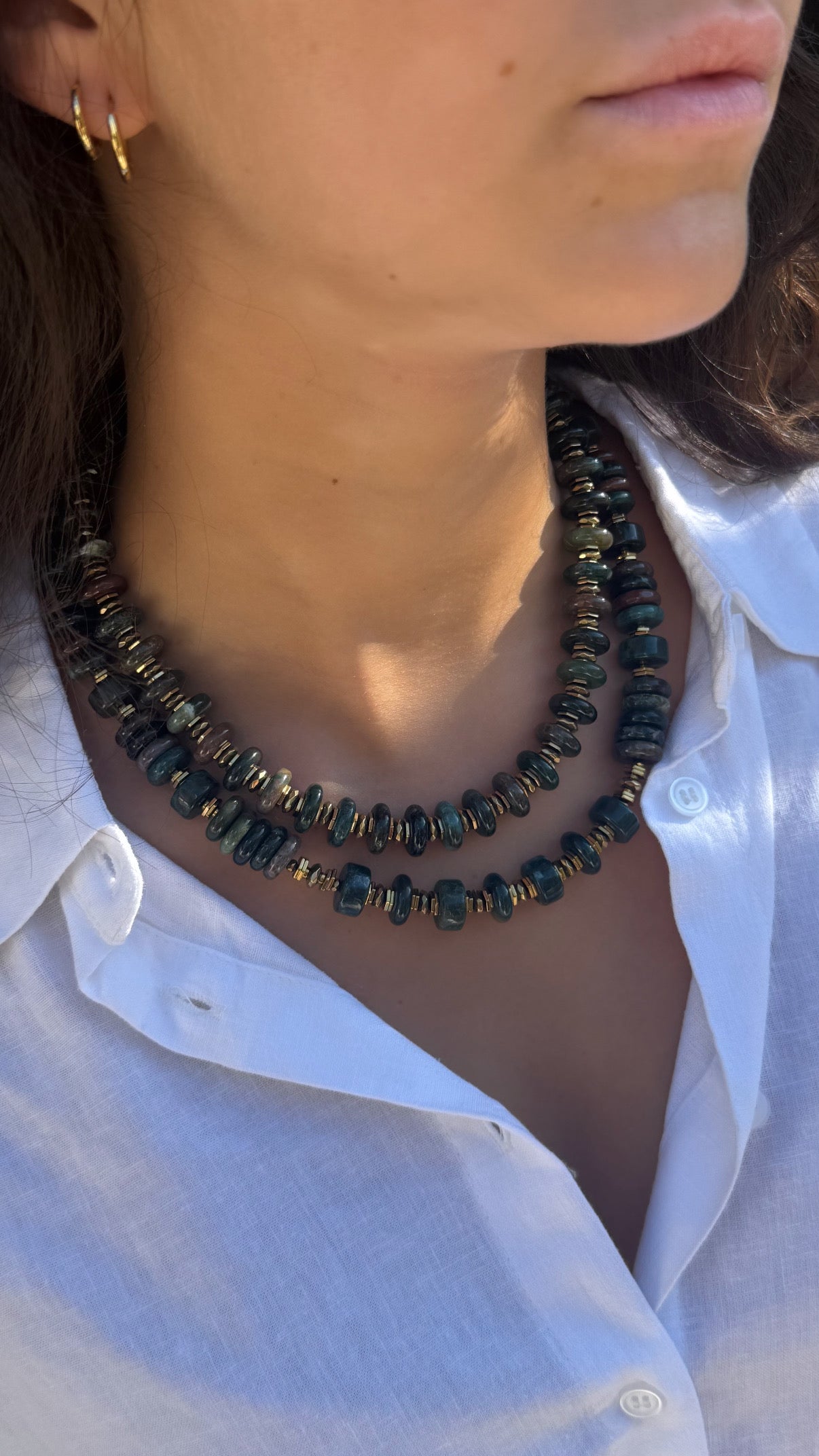 Green Agate Layering necklace set
