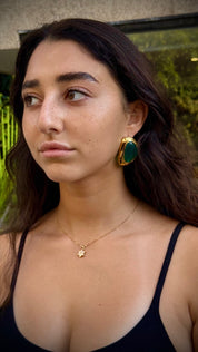 Green Stone Statement Earrings