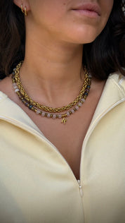 Hebrew Letter & Chain Necklace Set