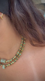 Amazonite Double Layer Necklace Set
