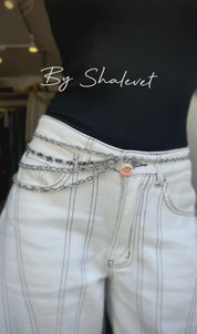 Eye silver chain belt