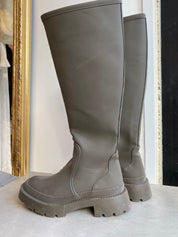 khaki high rain boots