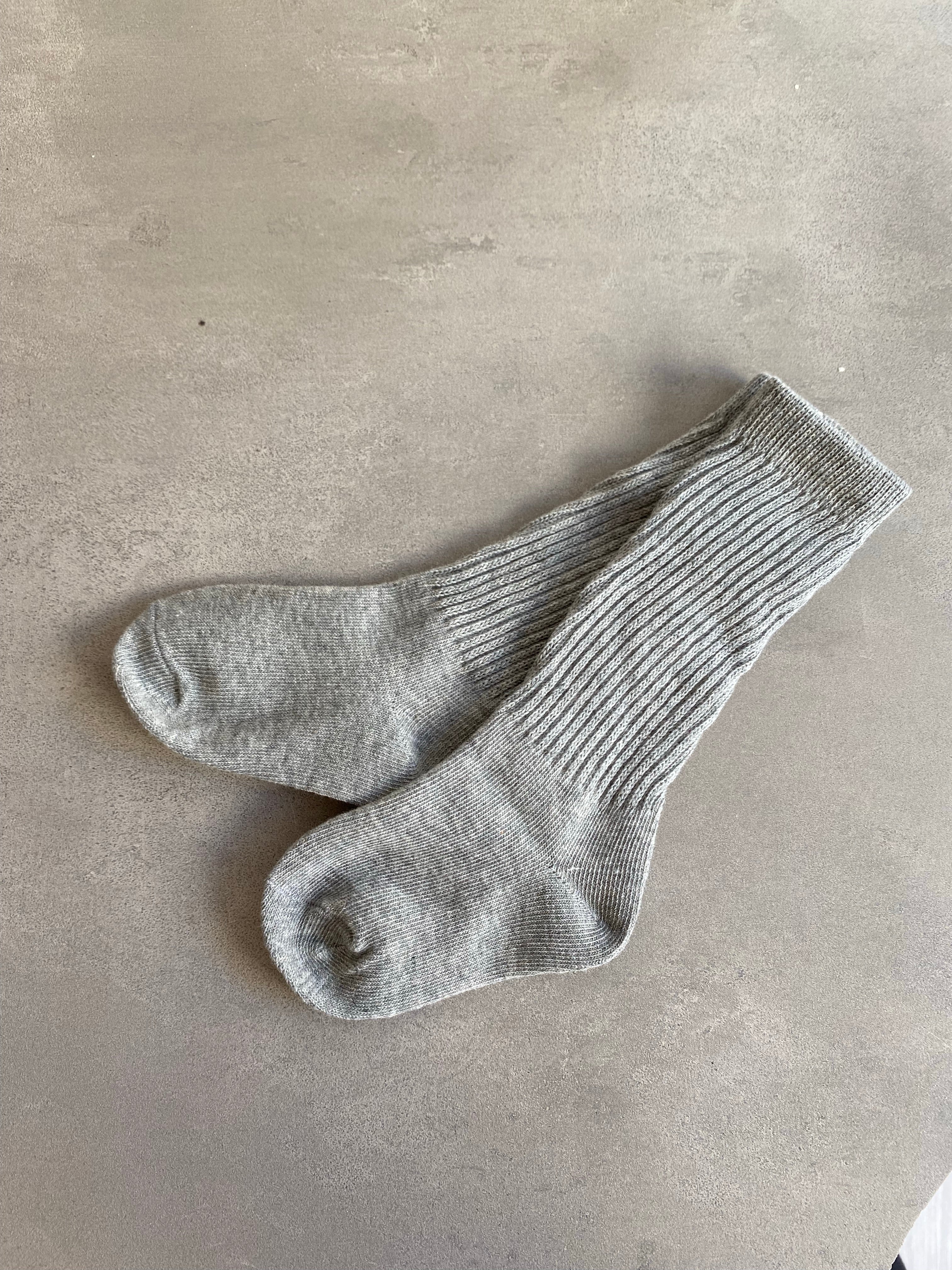 Grey ribbed baby socks
