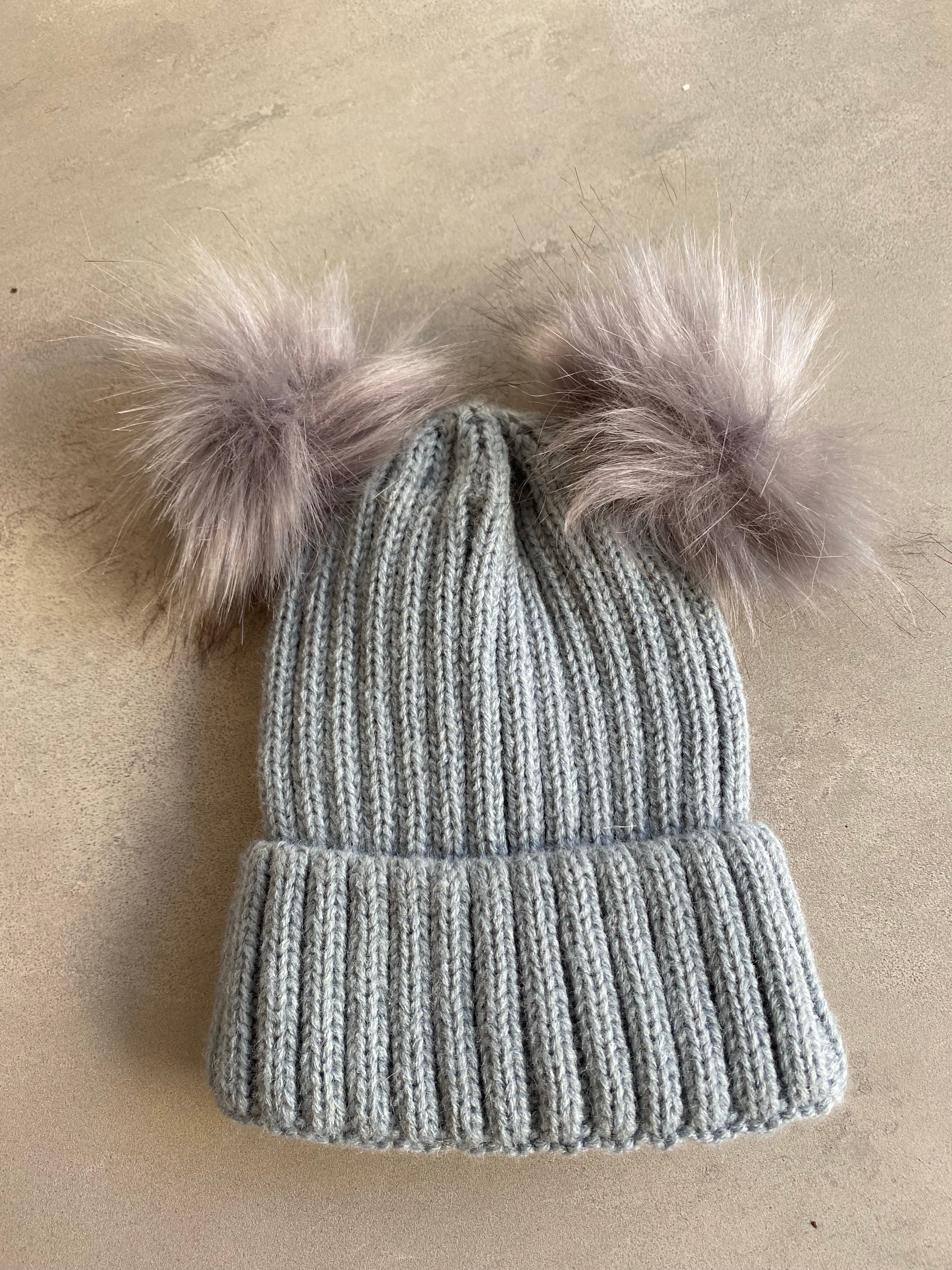 gray woolen baby beanie
